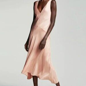 NEW FRAME Dusty Clay Pink Satin Sleeveless Maxi Slip Dress